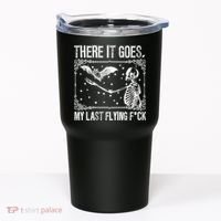 There It Goes My Last Flying Fuck Skeleton Funny Halloween Tumbler thumb 0