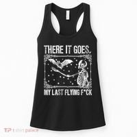 There It Goes My Last Flying Fuck Skeleton Funny Halloween Women's Tank Top thumb 0