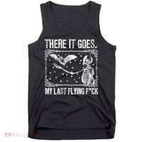 There It Goes My Last Flying Fuck Skeleton Funny Halloween Tank Top thumb 0