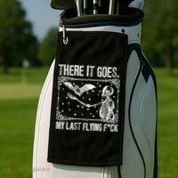 There It Goes My Last Flying Fuck Skeleton Funny Halloween Golf Towel thumb 2