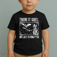 There It Goes My Last Flying Fuck Skeleton Funny Halloween Toddler T-Shirt thumb 2