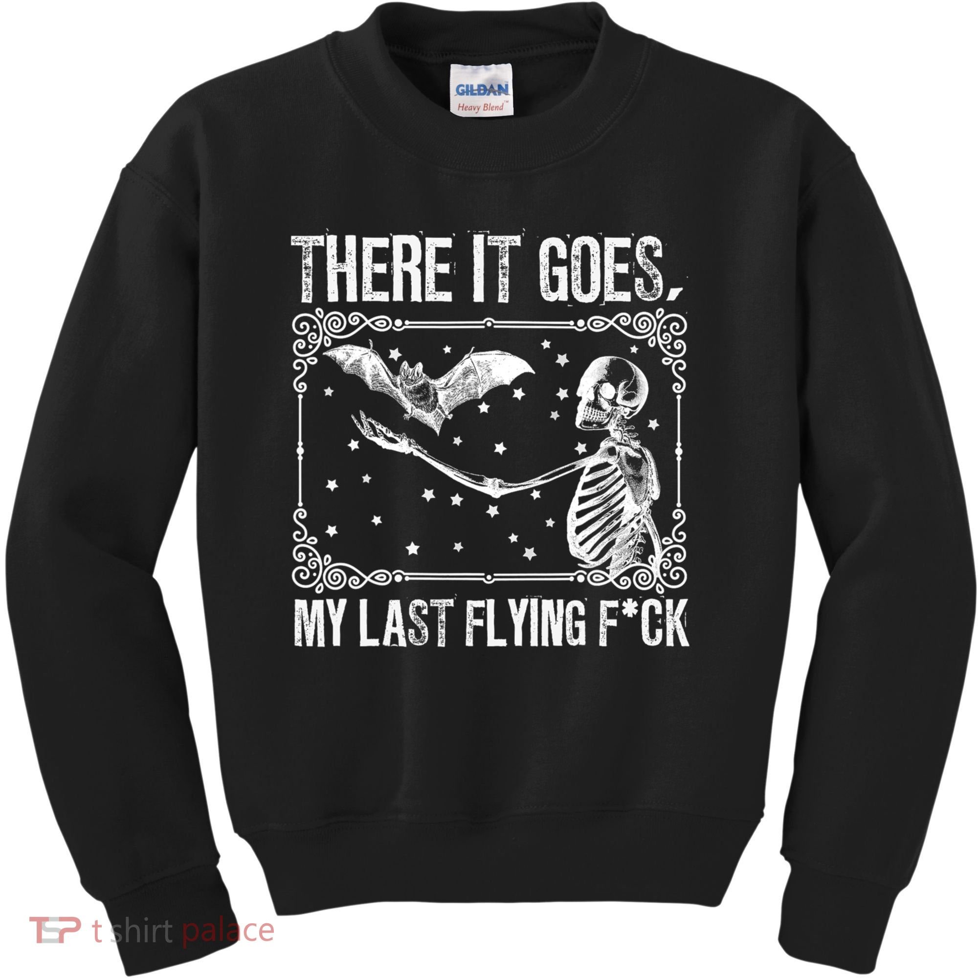 There It Goes My Last Flying Fuck Skeleton Funny Halloween Kids Sweatshirt