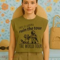 This Is Gonna Ruin The The World Raccoon Garment-Dyed Women's Muscle Tee thumb 4