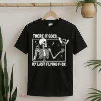 There It Goes My Last Flying F Skeletons Funny Halloween T-Shirt thumb 2