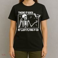 There It Goes My Last Flying F Skeletons Funny Halloween T-Shirt thumb 4