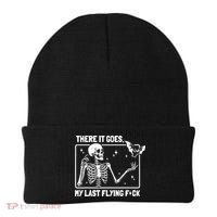 There It Goes My Last Flying F Skeletons Funny Halloween Beanie thumb 0