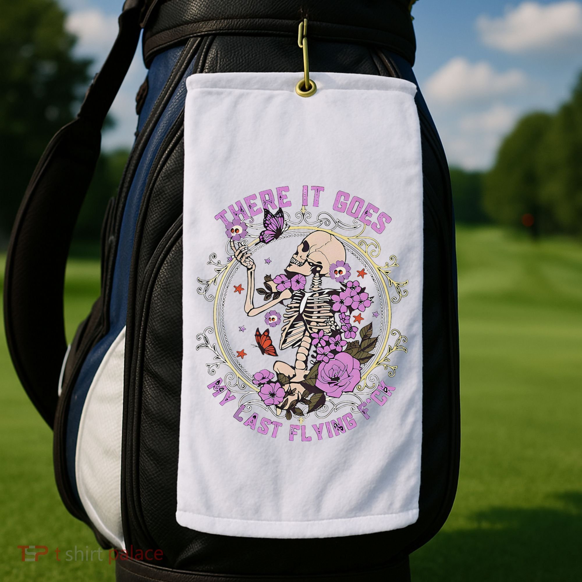 There It Goes My Last Flying Fuck Funny Sarcastic Golf Towel