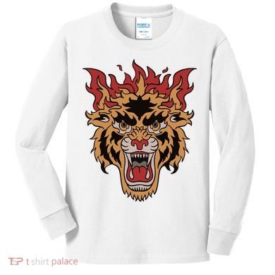 Tiger Flames Kids Long Sleeve Shirt
