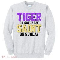 Tiger On Saturday Saint On Sunday Louisiana Football Sweatshirt thumb 0