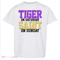 Tiger On Saturday Saint On Sunday Louisiana Football Toddler T-Shirt thumb 0