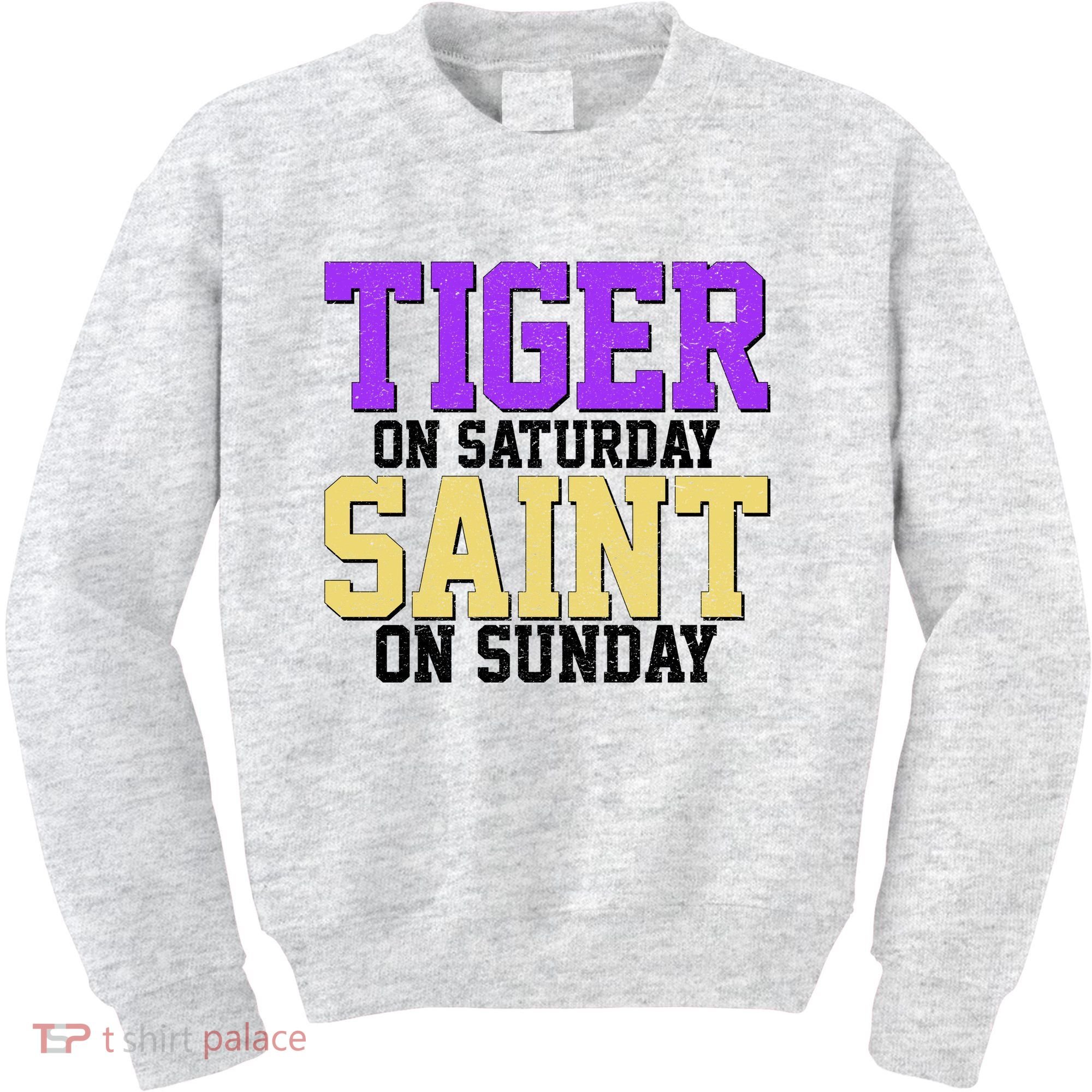 Tiger On Saturday Saint On Sunday Louisiana Football Kids Sweatshirt