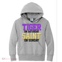 Tiger On Saturday Saint On Sunday Louisiana Football Kids Hoodie thumb 0
