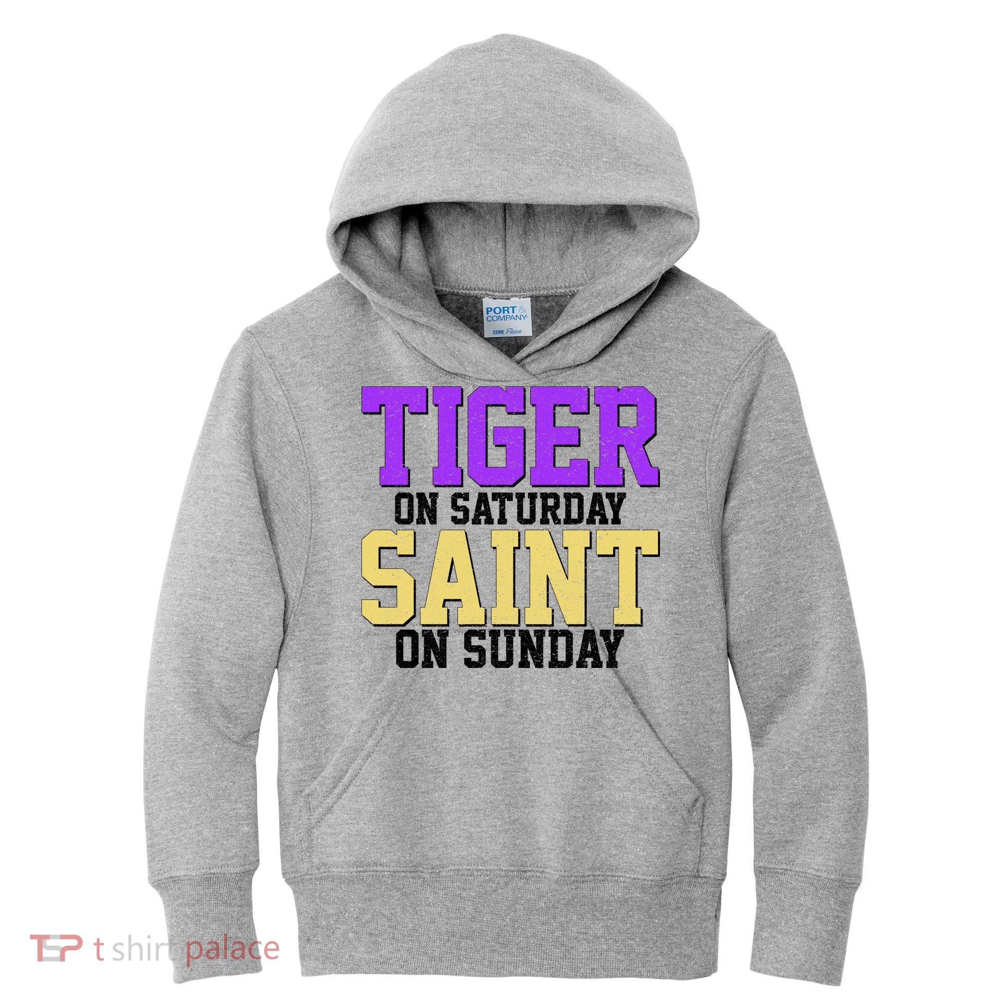 Tiger On Saturday Saint On Sunday Louisiana Football Kids Hoodie