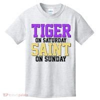 Tiger On Saturday Saint On Sunday Louisiana Football Kids T-Shirt thumb 0