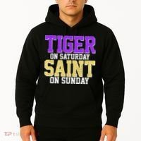 Tiger On Saturday Saint On Sunday Louisiana Football Hoodie thumb 2