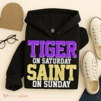 Tiger On Saturday Saint On Sunday Louisiana Football Hoodie thumb 4