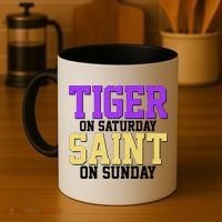 Tiger On Saturday Saint On Sunday Louisiana Football Coffee Mug thumb 4