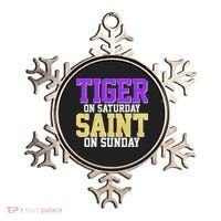 Tiger On Saturday Saint On Sunday Louisiana Football Ornament thumb 0