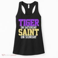 Tiger On Saturday Saint On Sunday Louisiana Football Women's Tank Top thumb 0