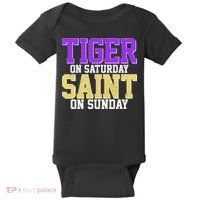 Tiger On Saturday Saint On Sunday Louisiana Football Baby Bodysuit thumb 0