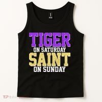 Tiger On Saturday Saint On Sunday Louisiana Football Tank Top thumb 2