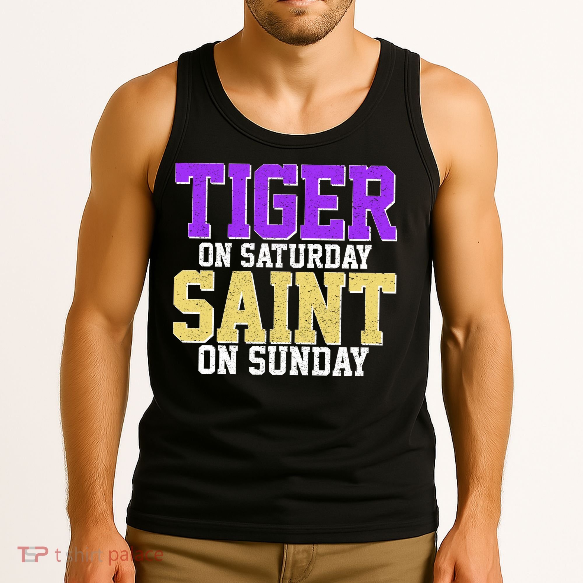 Tiger On Saturday Saint On Sunday Louisiana Football Tank Top
