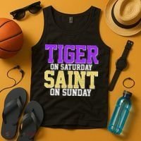 Tiger On Saturday Saint On Sunday Louisiana Football Tank Top thumb 4