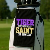 Tiger On Saturday Saint On Sunday Louisiana Football Golf Towel thumb 2