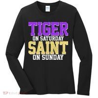 Tiger On Saturday Saint On Sunday Louisiana Football Women's Long Sleeve Shirt thumb 0