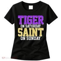 Tiger On Saturday Saint On Sunday Louisiana Football Women's T-Shirt thumb 0