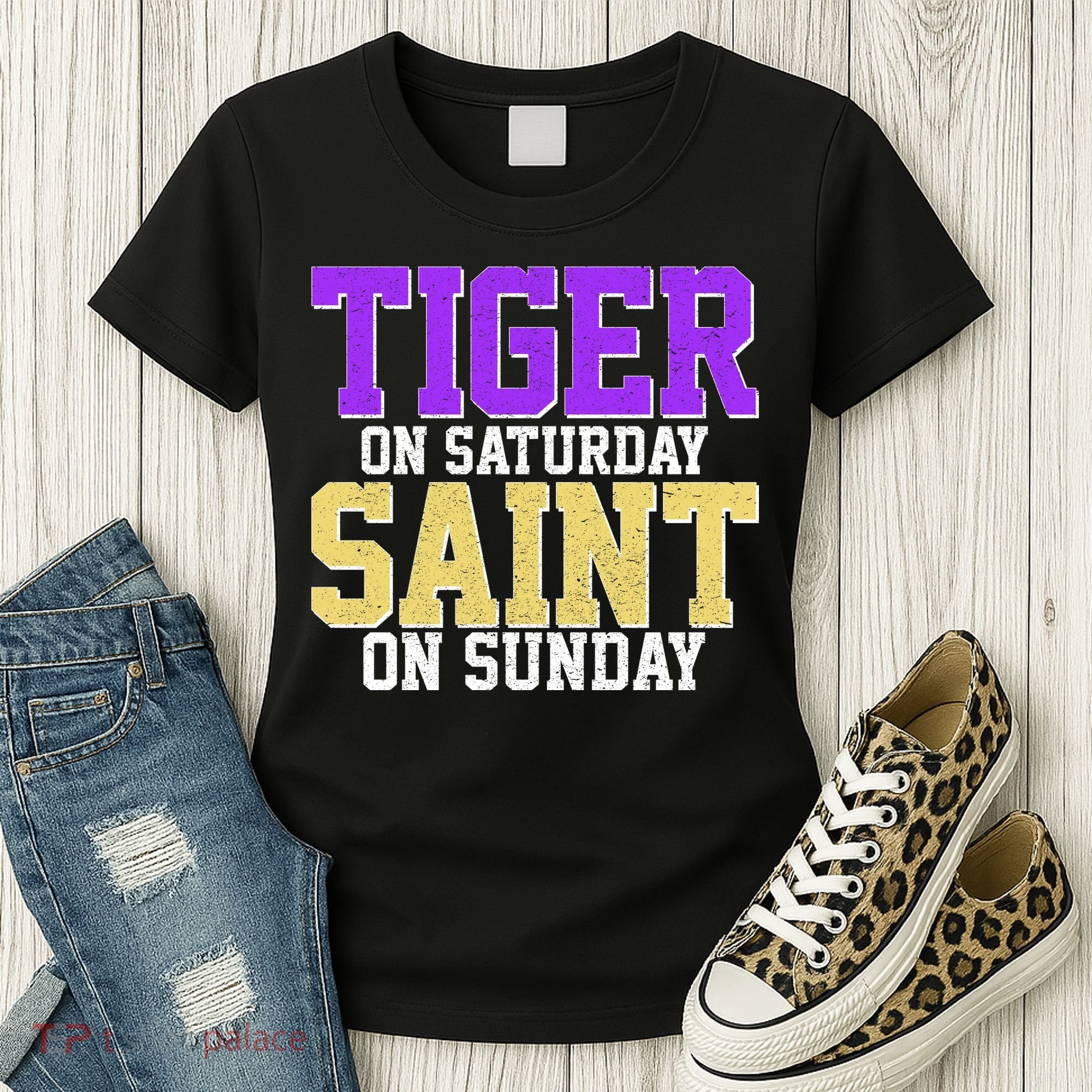 Tiger On Saturday Saint On Sunday Louisiana Football Women's T-Shirt