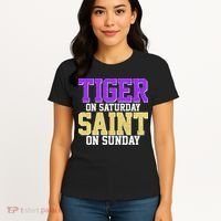 Tiger On Saturday Saint On Sunday Louisiana Football Women's T-Shirt thumb 4
