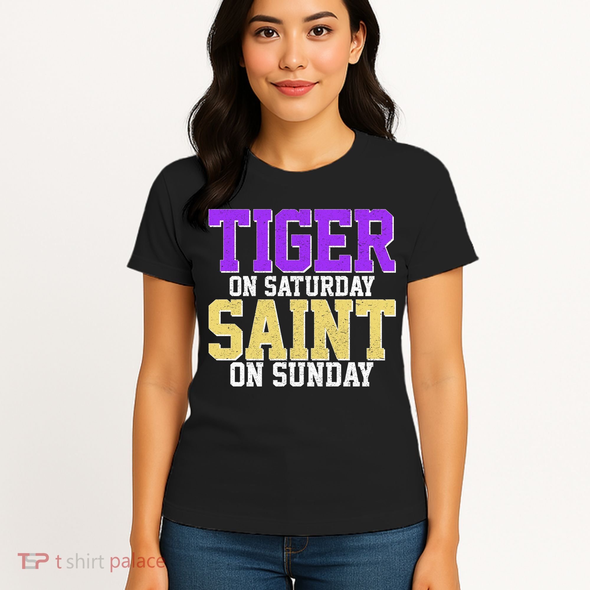 Tiger On Saturday Saint On Sunday Louisiana Football Women's T-Shirt