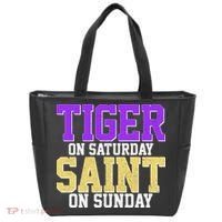 Tiger On Saturday Saint On Sunday Louisiana Football Tote Bag thumb 0