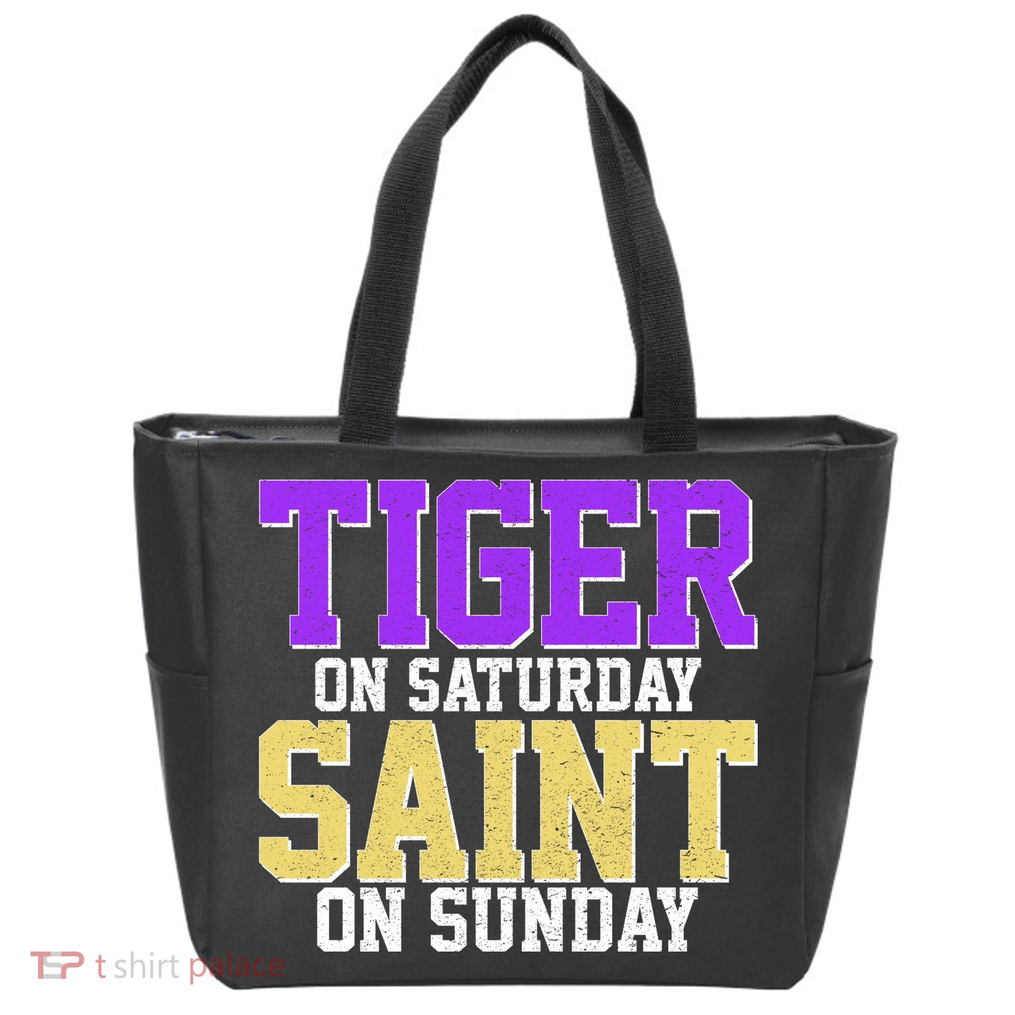 Tiger On Saturday Saint On Sunday Louisiana Football Tote Bag