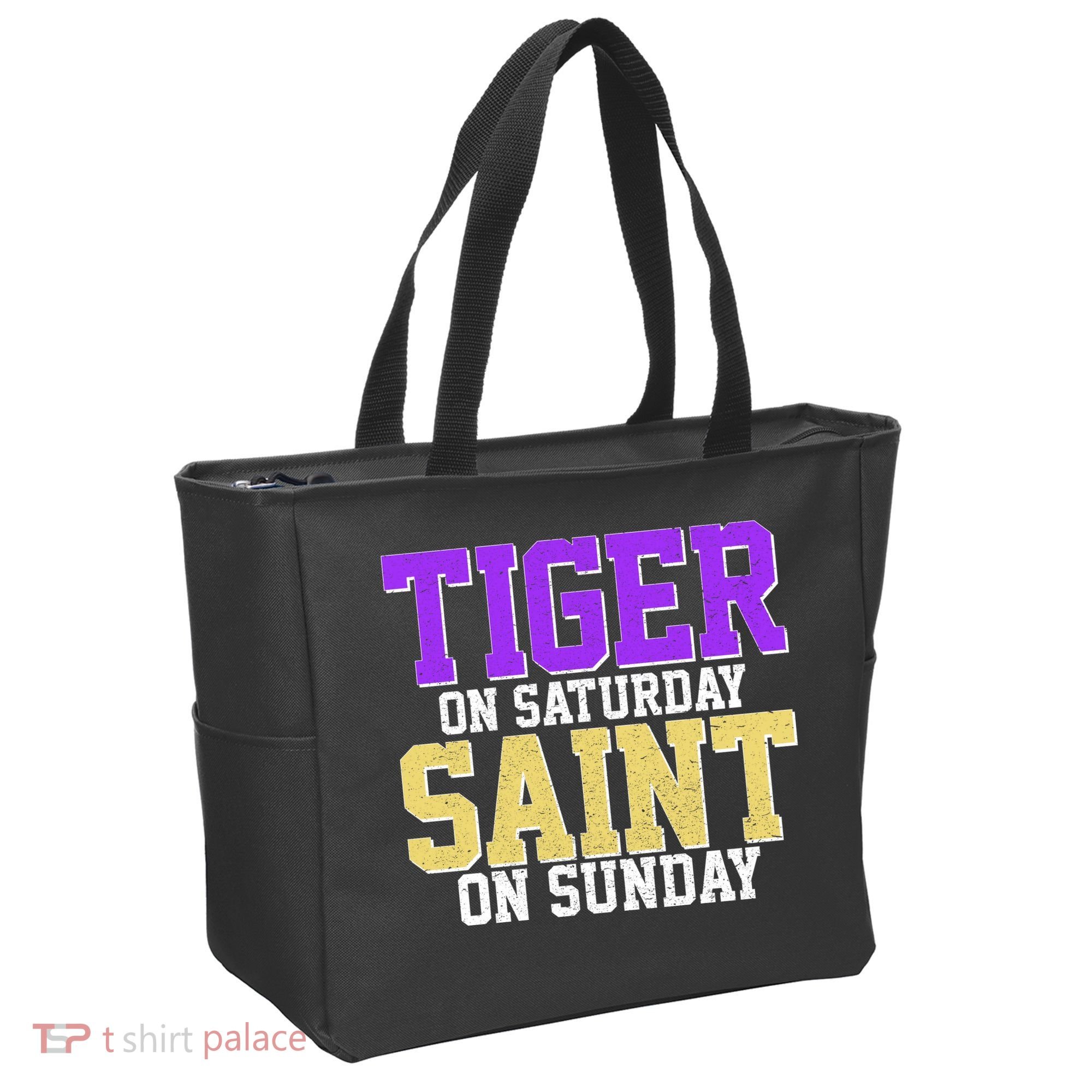 Tiger On Saturday Saint On Sunday Louisiana Football Tote Bag