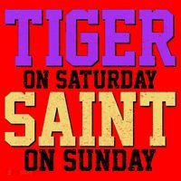 Tiger On Saturday Saint On Sunday Louisiana Football Santa Hat thumb 1