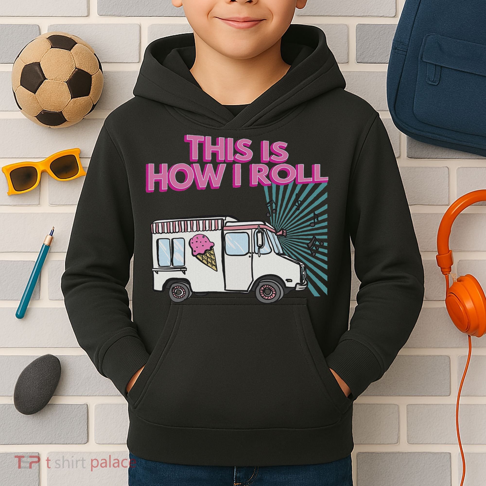 This Is How I Roll Funny Casual Ice Cream Truck Gift Kids Hoodie