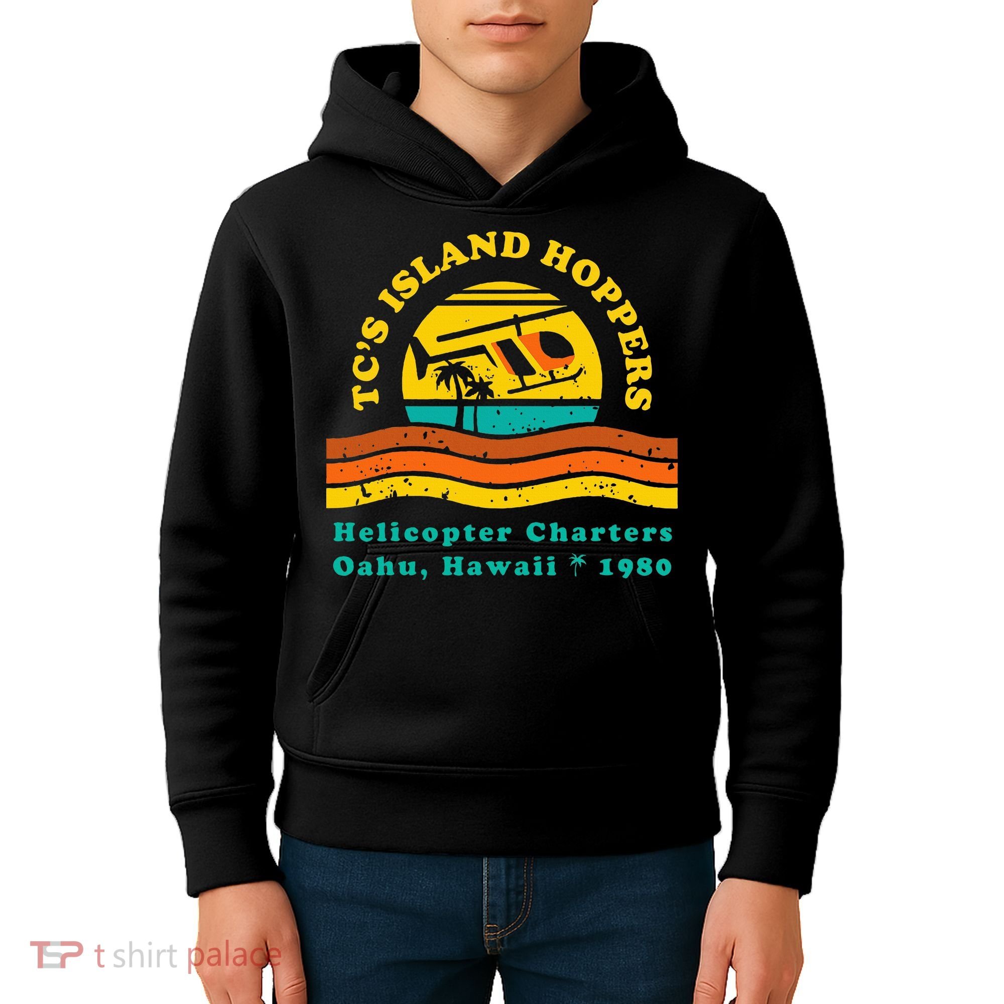 TcS Island Hoppers Helicopter Charters Hawaii Since 1980 Kids Hoodie