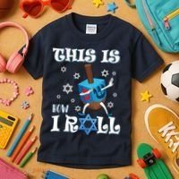 This Is How I Roll Hanukkah Chanukkah Dreidel Jewish Kids T-Shirt thumb 3