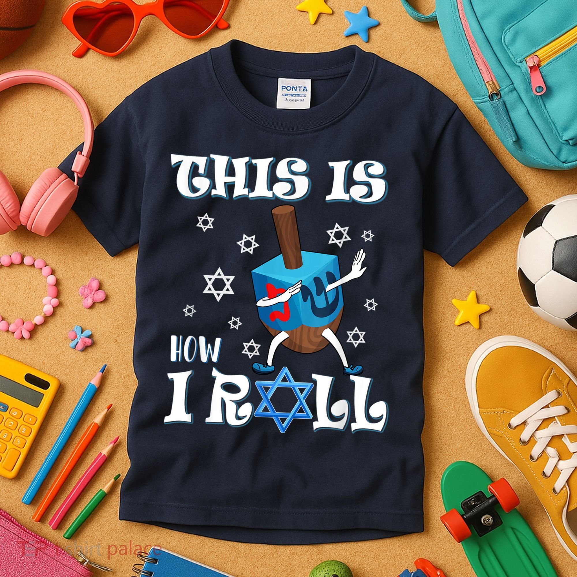 This Is How I Roll Hanukkah Chanukkah Dreidel Jewish Kids T-Shirt