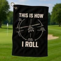 This Is How I Roll Funny Helicopter Golf Towel thumb 1