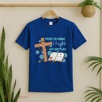 This Is How I Fight My Battles Christian Faith Bible Lover Gift T-Shirt thumb 2