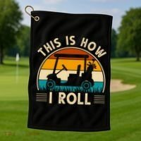 This Is How I Roll Retro Golf Lover Golf Towel thumb 1