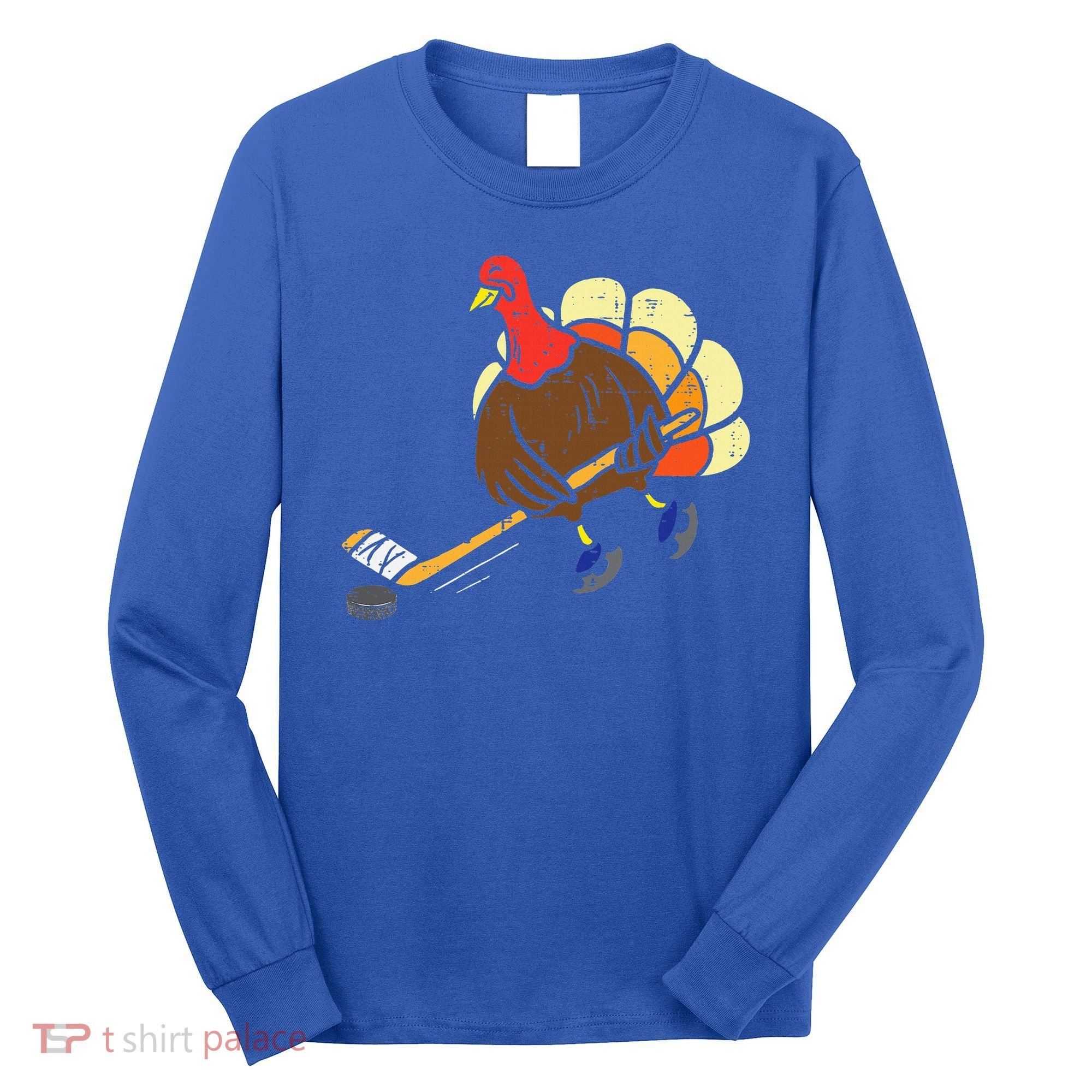 Turkey Ice Hockey Funny Thanksgiving Sport Long Sleeve Shirt