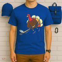 Turkey Ice Hockey Funny Thanksgiving Sport T-Shirt thumb 6