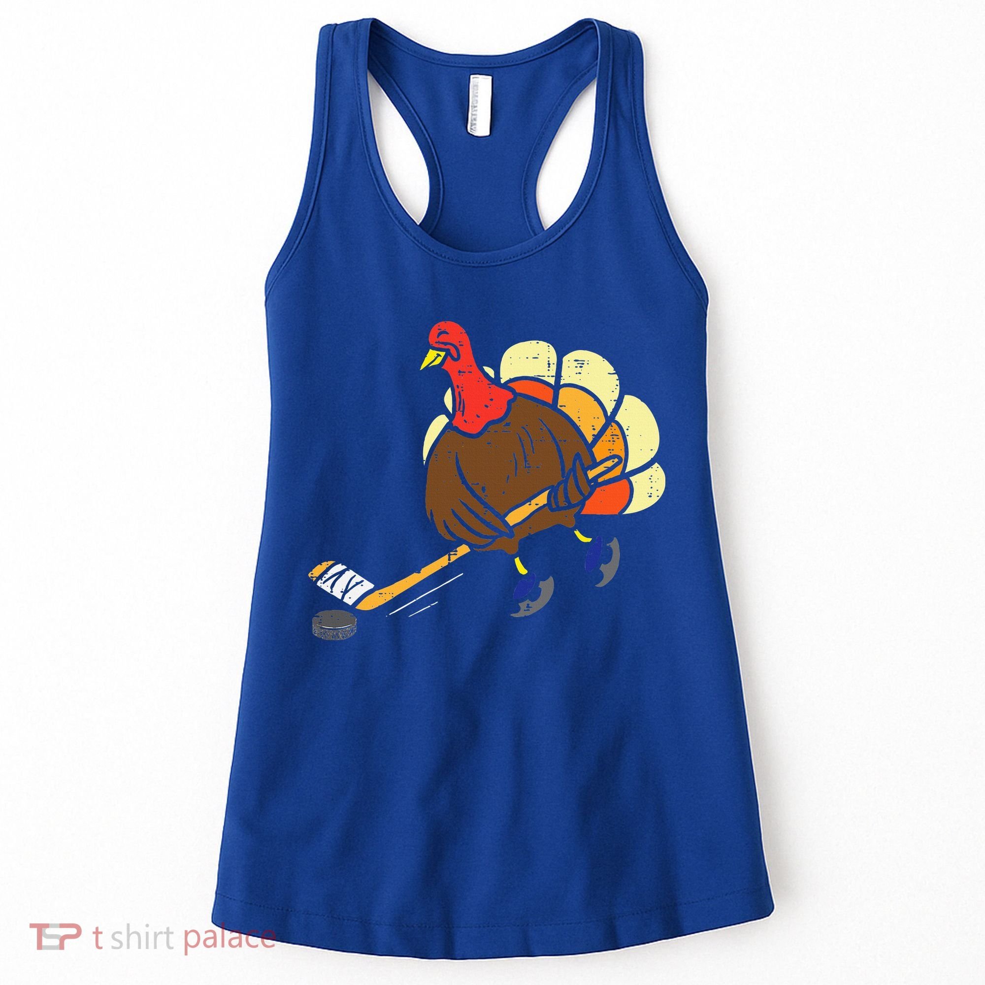 Turkey Ice Hockey Funny Thanksgiving Sport Women's Tank Top