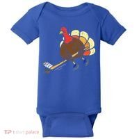 Turkey Ice Hockey Funny Thanksgiving Sport Baby Bodysuit thumb 0