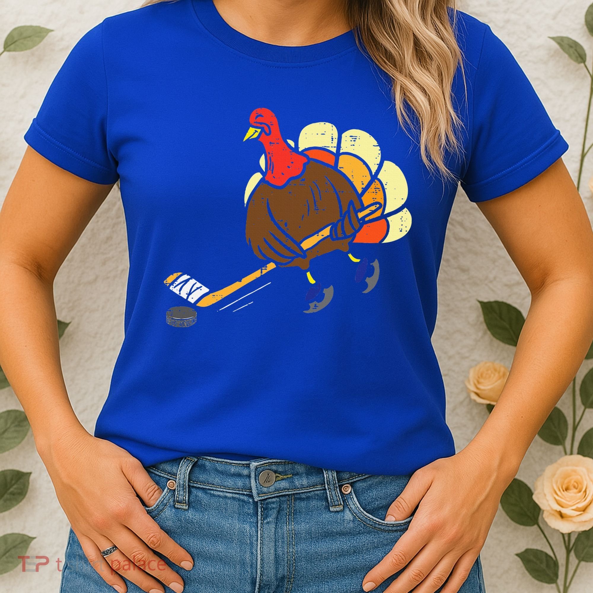 Turkey Ice Hockey Funny Thanksgiving Sport Women's T-Shirt