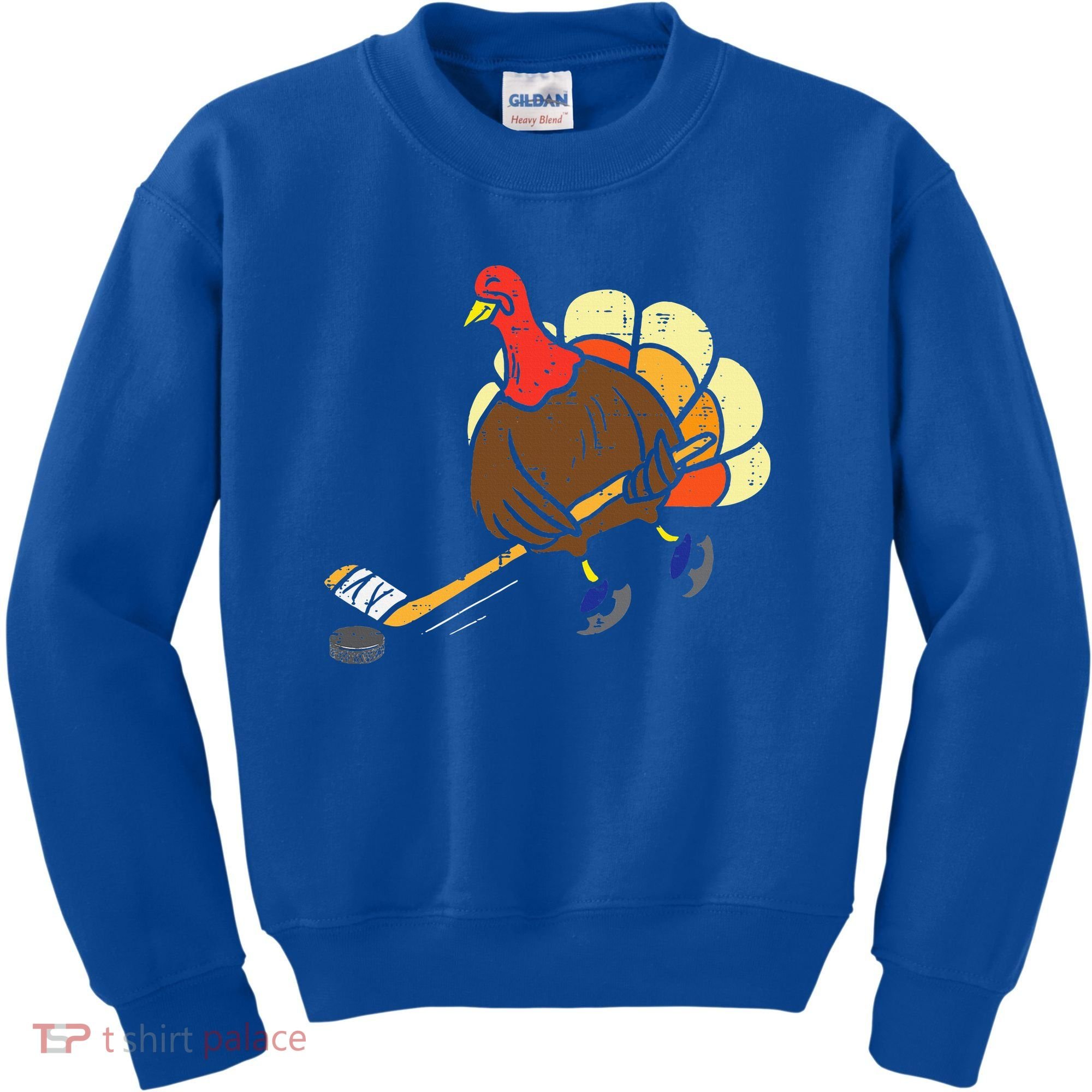 Turkey Ice Hockey Funny Thanksgiving Sport Kids Sweatshirt